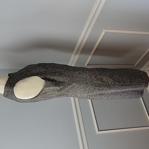 APOSTROPHE Brown Tweed Wool Blend Lined Preppy Business Midi Sheath Dress 14 - Picture 4 of 7